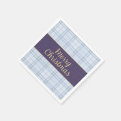 Blue Plaid Christmas Napkins • Merry Christmas • P Serviette (Ecke)