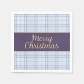 Blue Plaid Christmas Napkins • Merry Christmas • P Serviette (Vorderseite)