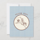 Blue Plaid First Rodeo Western 1st Birthday Dankeskarte (Rückseite)