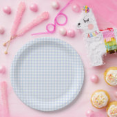 Blue Plaid Gingham Baby Shower Pappteller (Party)