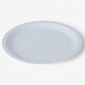 Blue Plaid Gingham Baby Shower Pappteller (Schrägansicht)