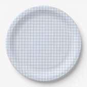 Blue Plaid Gingham Baby Shower Pappteller (Vorderseite)