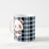 Blue Plaid Panda Double-Sided Design Kaffeetasse (Vorderseite Links)