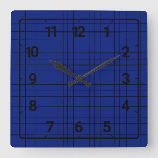 Blue plaid pattern quadratische wanduhr (Vorderseite)