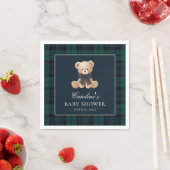 Blue Plaid Teddy Bear Baby Shower Napkins Serviette (Beispiel)