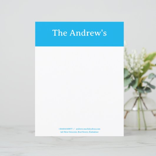 Blue Plain Simple Stationary Paper (Stehend Vorderseite)