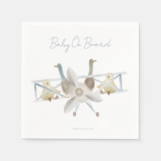Blue Plane Baby Shower Napkins Serviette (Vorderseite)