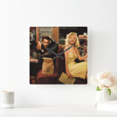 Blue Plate Quadratische Wanduhr (Zuhause)