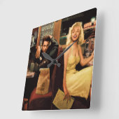 Blue Plate Quadratische Wanduhr (Winkel)