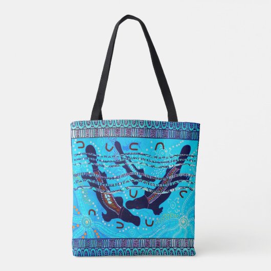 Blue Platypus Aboriginal Tote Bag Tasche (Rückseite)