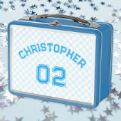 Blue Player Name Jersey Number Kids Boys School Metall Brotdose