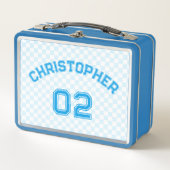 Blue Player Name Jersey Number Kids Boys School Metall Brotdose (Vorderseite)