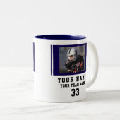 Blue Player Name Number Team Photo Zweifarbige Tasse (VorderseiteRechts)