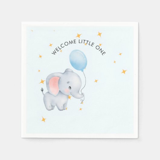Blue Playful Elephants Baby Shower Serviette (Vorderseite)