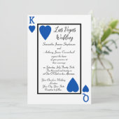 Blue Playing Card King/Queen Wedding Einladungen (Stehend Vorderseite)