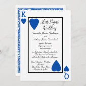 Blue Playing Card King/Queen Wedding Einladungen (Vorne/Hinten)