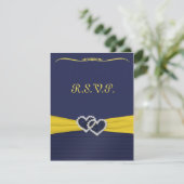 Blue Plees und Diamond Hearts RSVP Card Karte (Stehend Vorderseite)