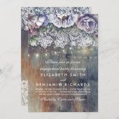 Blue Plum Maroon Rustikal Floral Engagement Party Einladung (Vorne/Hinten)