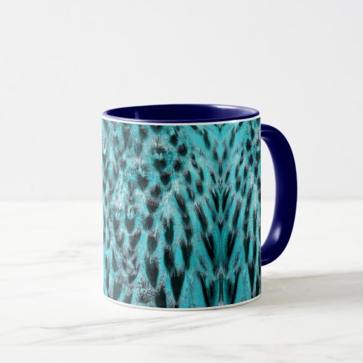 Blue plumage - cool feather design tasse (VorderseiteRechts)