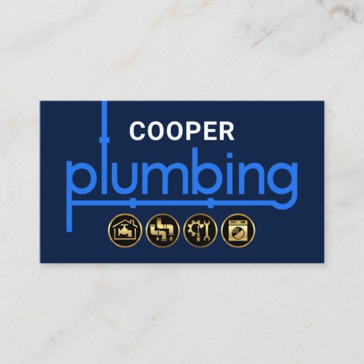 Blue Plumbing Pipeline Plumber Visitenkarte (Vorderseite)