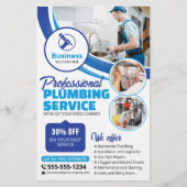 Blue Plumbing Service Repair Plumber Contractor Flyer (Vorne)
