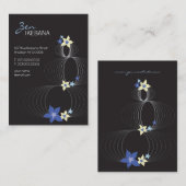 Blue Plumeria Frangipani Blume Chic Ikebana Zen Visitenkarte (Vorne/Hinten)