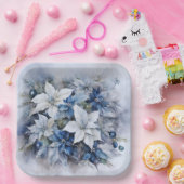 Blue Poinsettia Blume, Weihnachtsschmuck Pappteller (Party)