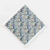 Blue Poinsettia Elegance Silver and Blue Winter Serviette (Ecke)