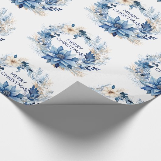 Blue Poinsettia Geschenkpapier (Ecke)