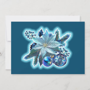Blue Poinsettia Joy Feiertagskarte