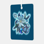 Blue Poinsettia Joy Ornament Aus Metall (Vorderseite links)