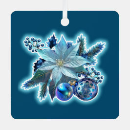 Blue Poinsettia Joy Ornament Aus Metall