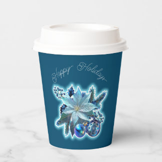 Blue Poinsettia Joy Pappbecher