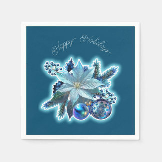 Blue Poinsettia Joy Serviette
