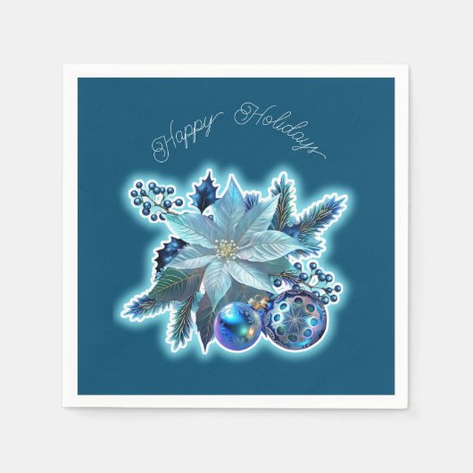 Blue Poinsettia Joy Serviette (Vorderseite)
