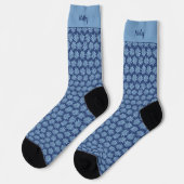 Blue Poinsettia Minimal Classic Whimsy Christmas Socken (Linkes Detail)