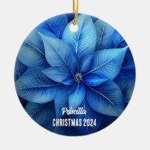 Blue Poinsettia Personalisiertes Ornament