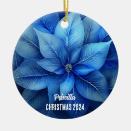 Blue Poinsettia Personalisiertes Ornament