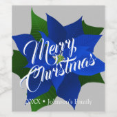 Blue Poinsettia Weinetikett (Einzelnes Label)