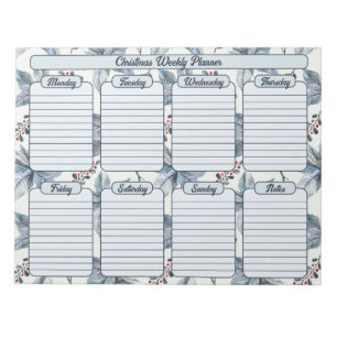 Blue Poinsettias Christmas Weekly Planner Notizblock