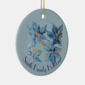 Blue Poinsettias with Your Text Keramik Ornament (Rechts)
