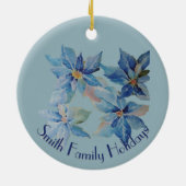 Blue Poinsettias with Your Text Keramik Ornament (Hinten)