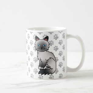 Blue Point Birman / Ragdoll Cartoon Cat & Paws Kaffeetasse