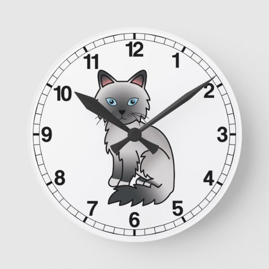 Blue Point Birman / Ragdoll Cat Runde Wanduhr (Vorderseite)
