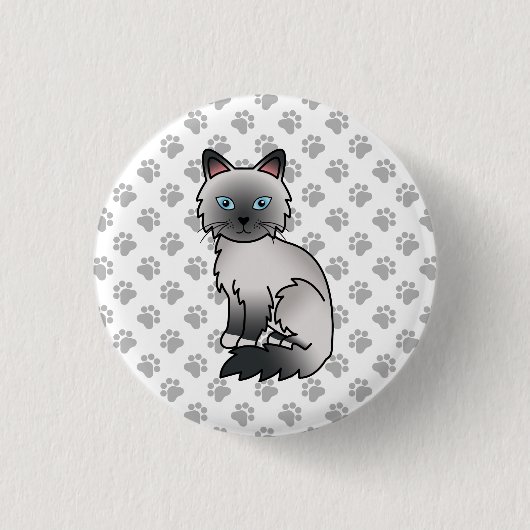 Blue Point Birman / Ragdoll Niedlich Cat & Paws Button (Vorderseite)