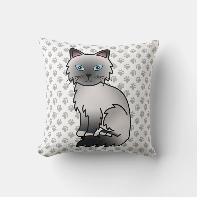 Blue Point Birman / Ragdoll Niedlich Cat & Paws Kissen (Vorderseite)