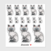 Blue Point Birman / Ragdoll Niedlicher Cartoon Kat Aufkleber (Blatt)