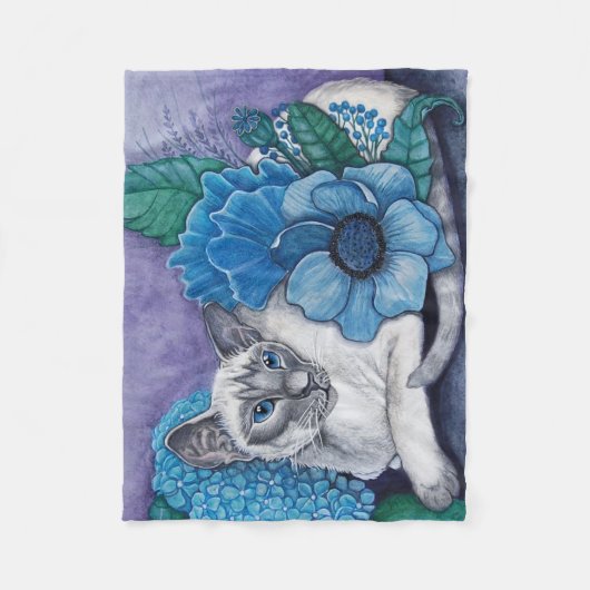 Blue Point Siamese Cat Fleecedecke (Vorderseite)