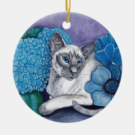 Blue Point Siamese Cat Keramik Ornament (Vorne)