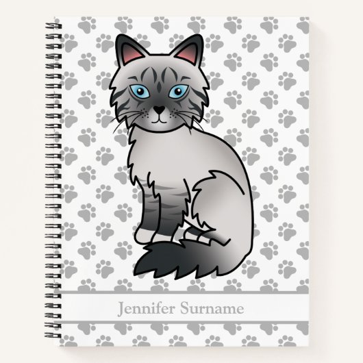 Blue Point Tabby Birman/Ragdoll Cat & Custom Text Notizblock (Vorderseite)